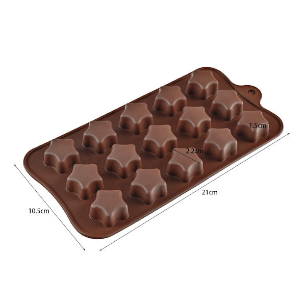 15 sammenhængende femkantede stjerneformede silikone chokolade flip dåse
