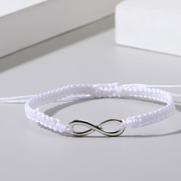 2-pack/set Infinity-symbol armband i rostfritt stål för par, flätad läder