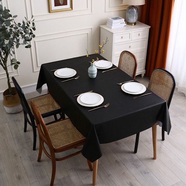 Polyester Duk Easy Care Rektangulær 153x 305 cm Ensfarget Svart