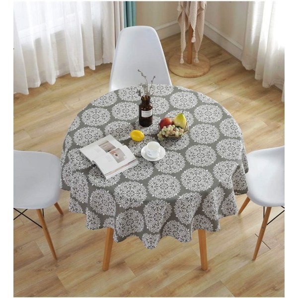 Retro Gray Tablecloths Round Tablecloth Cotton Linen Table Cover