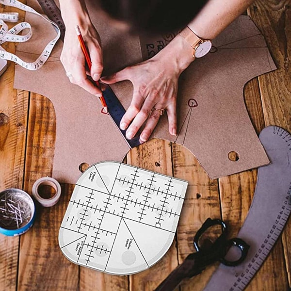 1 stk. buet vinkel lineal til quiltning, syning patchwork - rund kant