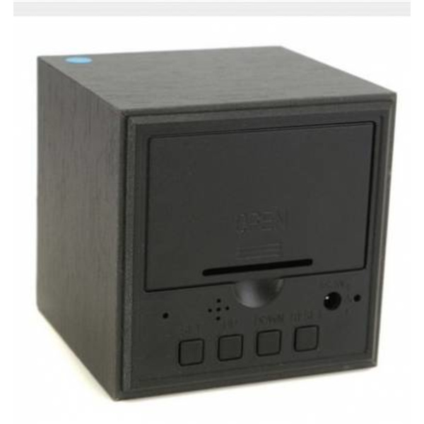 Svart 6x6x6cm, Trä Elektronisk Digital Väckarklocka, Bordsur