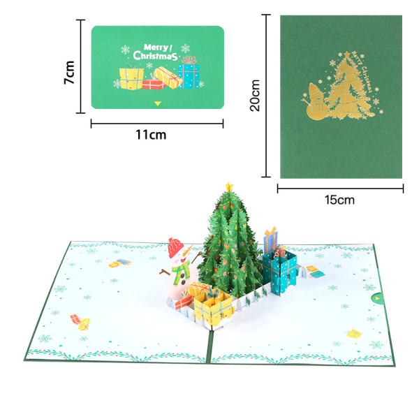Jul-popup-kort - 3D-jul-kort med gran och , pop