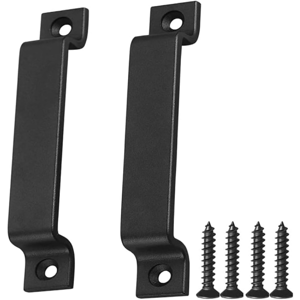 (178mm)svart,Låvedørhåndtak - Solid sort ståldørhåndtak - I