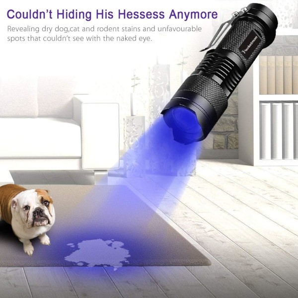 SK68 En-Mode 300LM Zoombar 396nm UV-Ultraviolet LED Sort Flash