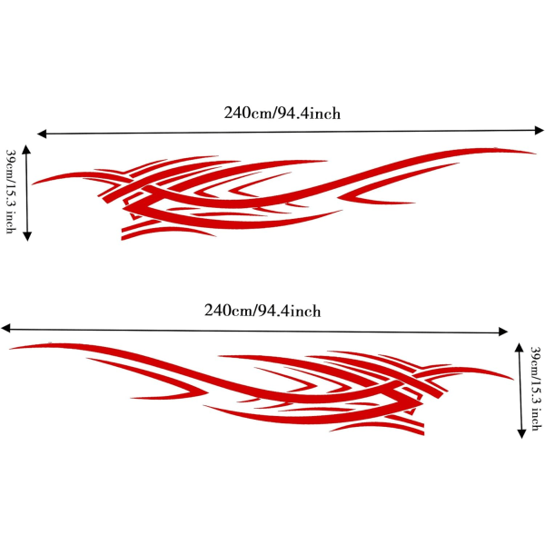 2 st (röd) 94,4'' flammgrafik bil karosseri sidodekaler flammra