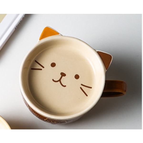 300 ml, kaffefärg, japansk stil Söt kreativ keramikkopp Kat