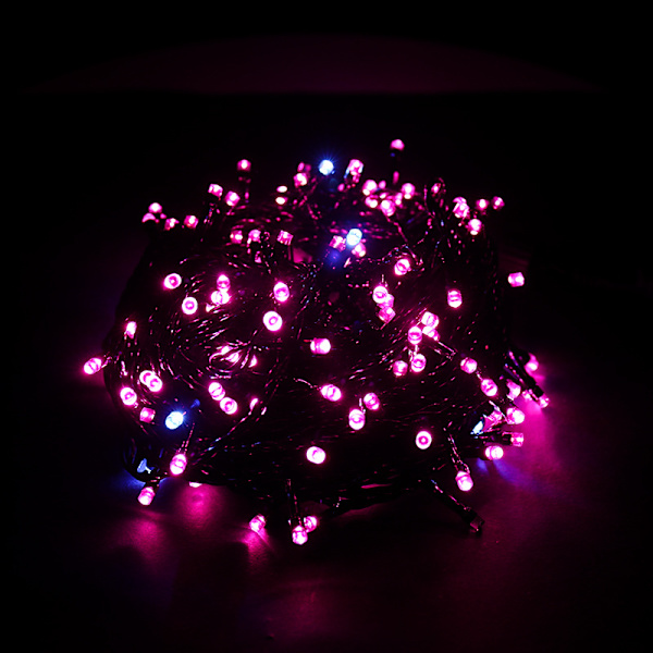 (Pink)，20M 200 LED To-farvede lyskæder på grøn ledning med 8