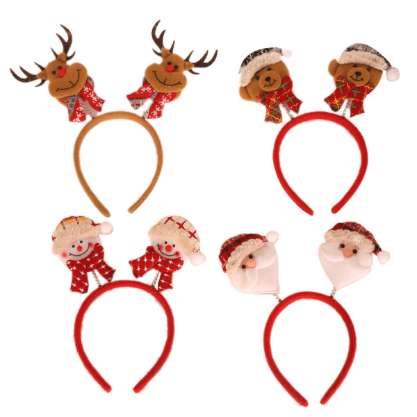 4 Christmas Headbands for Children & Adults - Santa Claus, Snowma