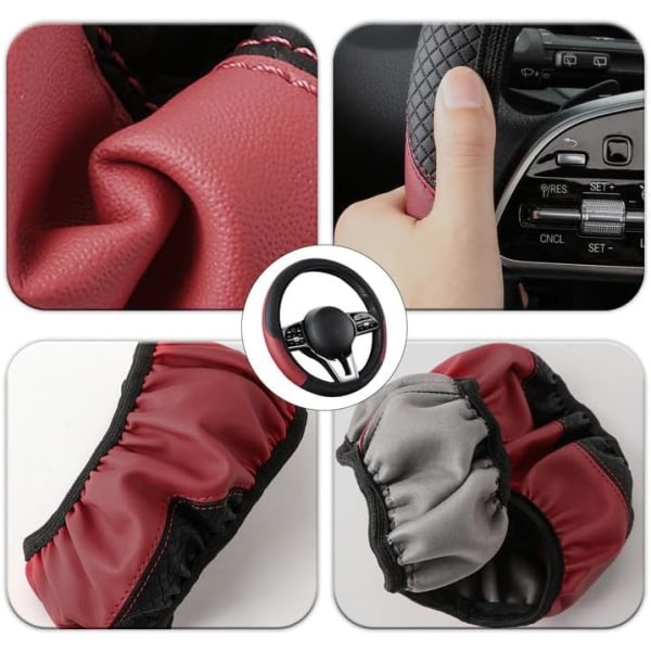 (Burgundy) Bilstötskydd 37-38cm PU Läder Andningsbar
