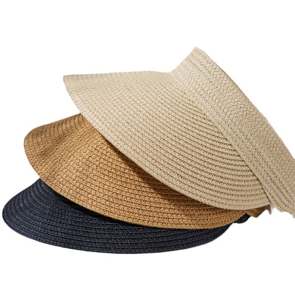 3 stk. solhatte til sommerstrandhatte, foldbare solhatte af strå