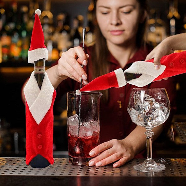 Set med 4 röda julvinsflaskepåsar, rödvinsflaskeset, Fab