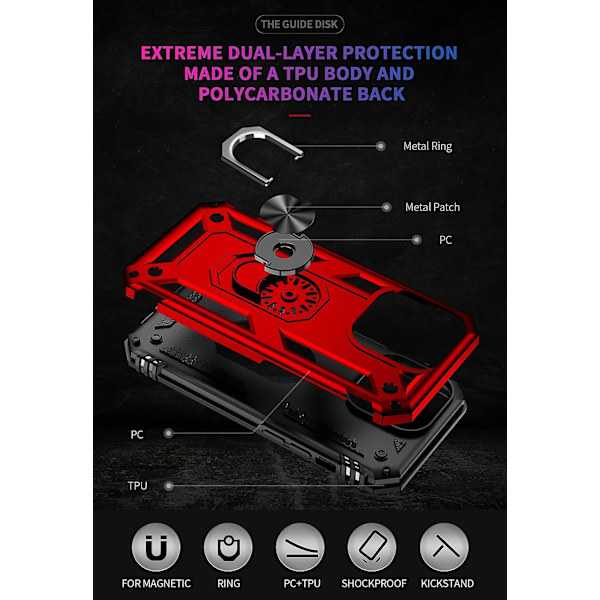 iPhone 14 Pro Etui, Ekstrem Beskyttelse Militær Rustning Dobbelt Lag