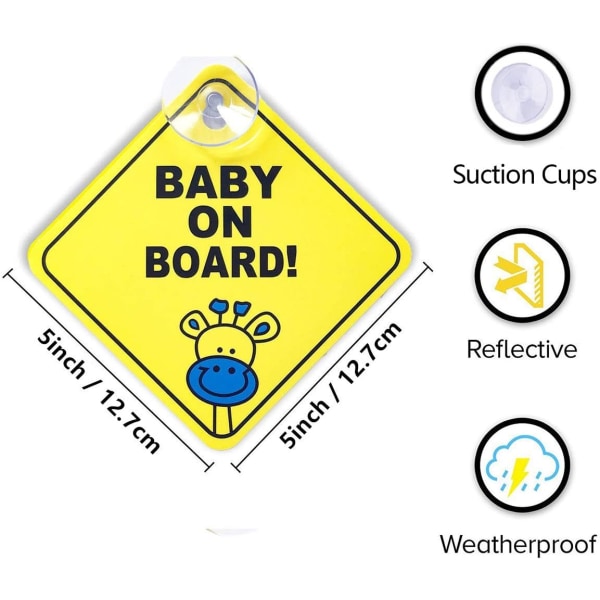 2st Baby on Board-skylt för bil, bilmagnetisk reflekterande säkerhet W