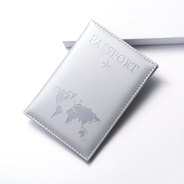 Silvergrå, PU matt karta passväska, passhållare, pass