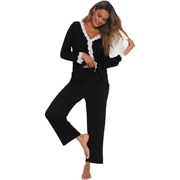2-delad modal bomulls pyjamas set med långa ärmar för kvinnor och flickor,