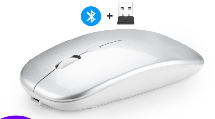 Grå mus, 2.4g, Type-C Bluetooth trådløs mus,