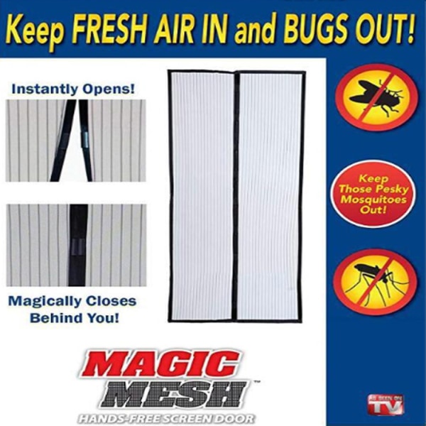 Magnetisk myggnetting for dør, mesh gardin, topp til bunn magne