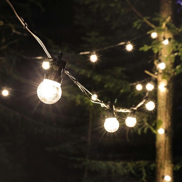 G50 varmt ljus + mjölkvit skal 5 meter 10 lampa (24V lågspänning)