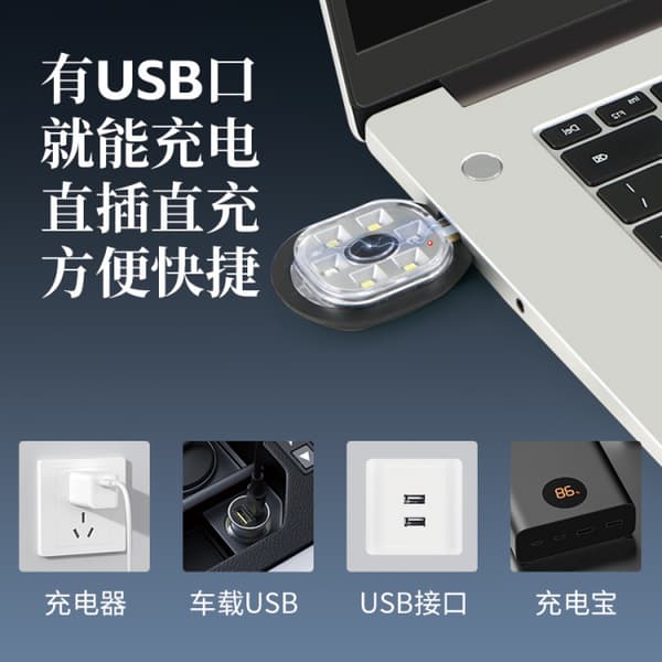 1 stk. Hue med LED-lampe USB - Sort Sort