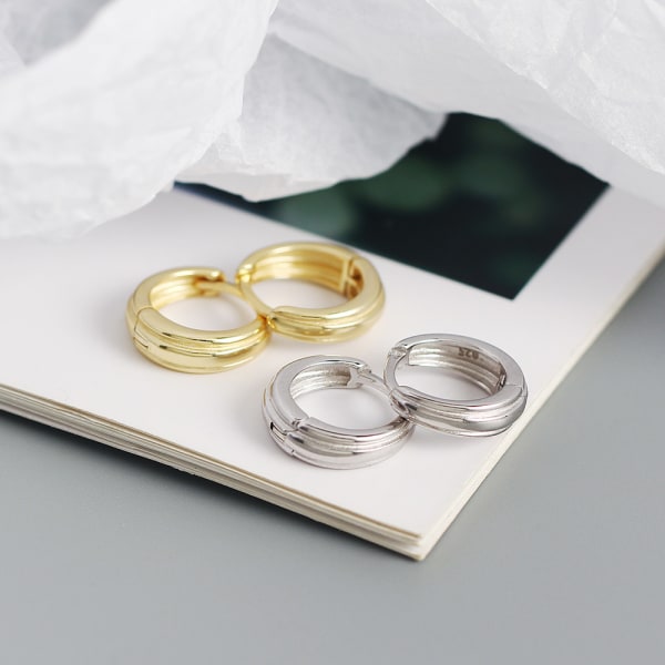 2 set 14K guldpläterade örhängen i sterlingsilver | Smal