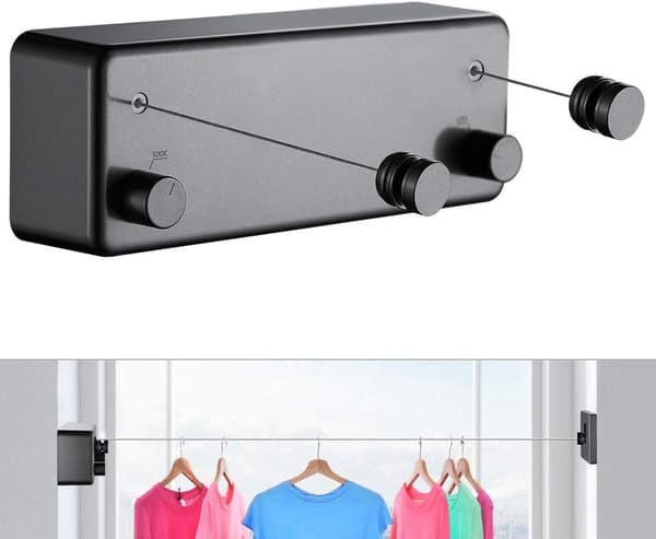 Indragbar klädstreck för inomhus- och utomhusbruk - robust, 5,2 meter st