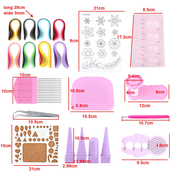 1 set DIY papper hantverk rullande kit slitsade verktygsremsor pincetter