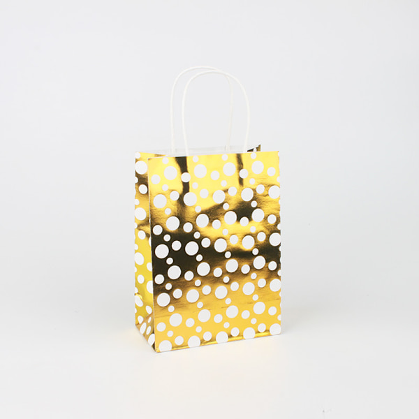 24 st kraftpapperspåsar 15x8x21cm Presentpåse Guldprickar D