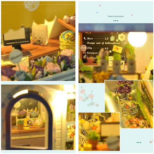 Miniatyyrinukkekodin huonekalut, puinen nukkekoti DIY-sarja Plus ja