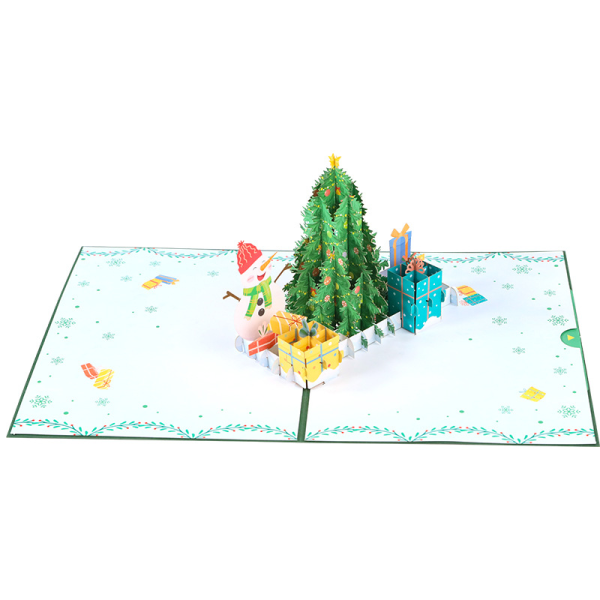 Jule-popup-kort - 3D julekort med gran og pop