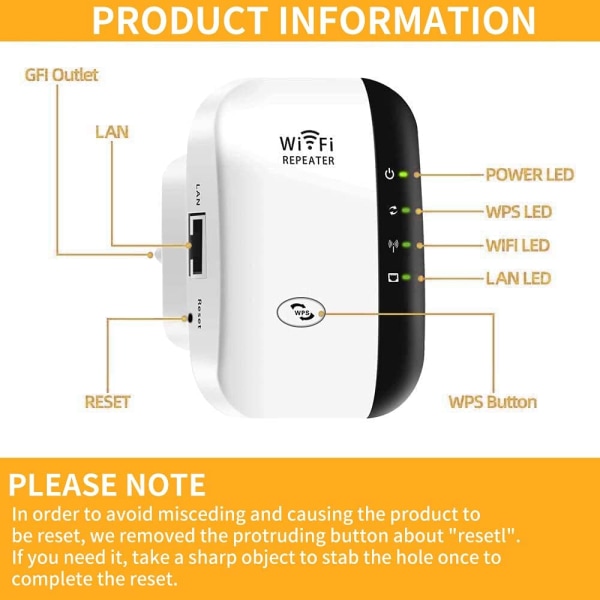 WiFi Repeater 300Mbps Trådløs Mini Repeater Trådløs Adapter Sig