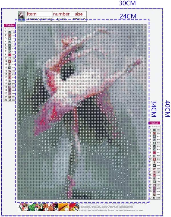 30x40cm 5D Diamantmålning efter nummer-kit för vuxna Balettflicka