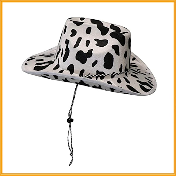 Ko print sjov cowboyhat, sort og hvid unisex hat