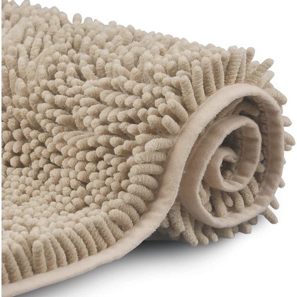 50X80cm Chenille Mikrofiber Shag Halkskyddad Badmatta, Maskintvättbar