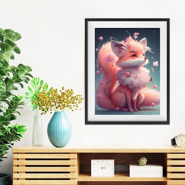 30*40cm 5D DIY timanttimaalaus aikuisille, kettu ja kukka täysi timantti