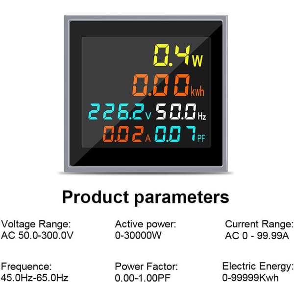 One Piece Mini AC Meter Voltmeter Ammeter Wattmeter Frekvensmåler