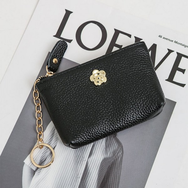 2PCS Zipper Wallet Ladies Steam Wallet BLACK Black