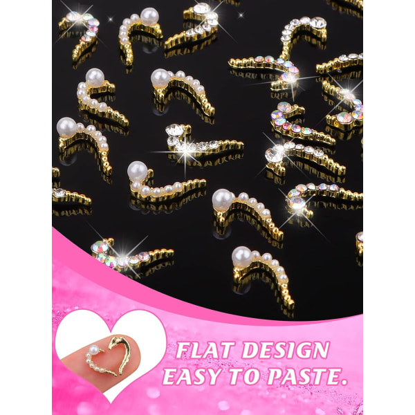 30 st Nail Art Rhinestones, Nail Art Charms 3D Hjärta Nail Art