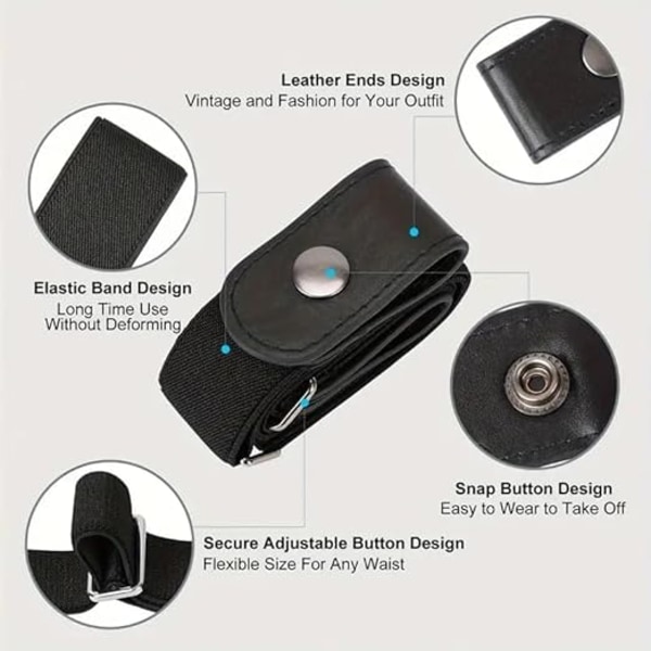 Lazy Belt - Sömlöst Osynligt Elastiskt Bälte - Svart - Brun - 2-pack
