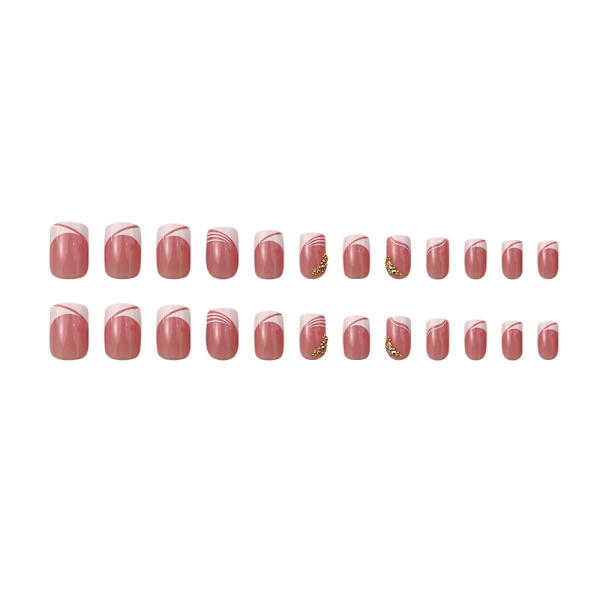Fuld dækning falske negle, diamant degraderet pink falske negle, Fre