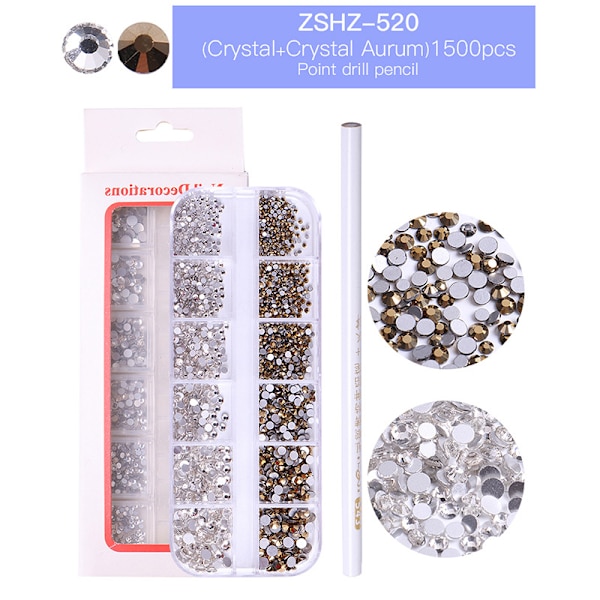 1440 stk. 3D Rhinestones Neglekunst Dekorationer Akryl Diamant Juvel