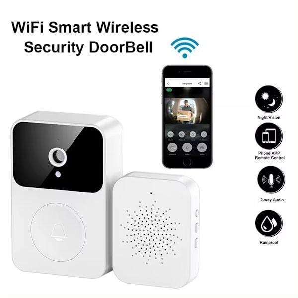 Langaton ovikellokamera WiFi ulkona ladattava ovikello yö
