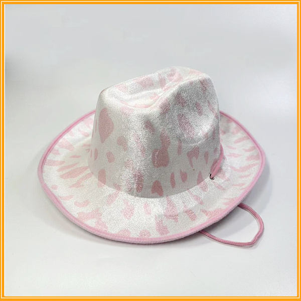 Rosa prikkete cowboyhatt Halloween Western Milk Cowboyhatt