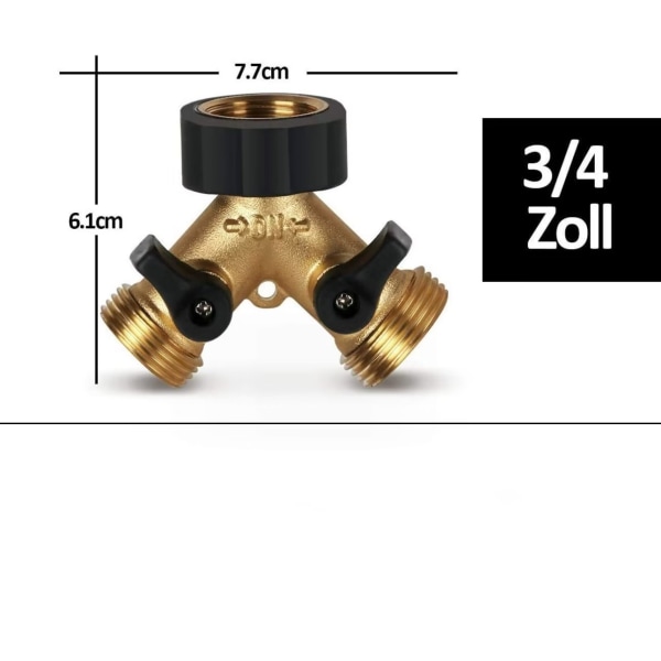 2-veis kranavleder for hageslange, 3/4\" splitter for å koble til 2