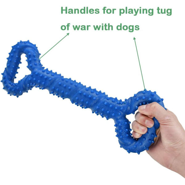 (Blå), Hundetyggespil Resistent Gummi 12cm Knogleformet Hundelegetøj Pu