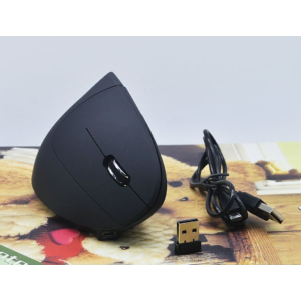 Sort, sort Bluetooth ergonomisk mus, 6400 DPI lodret mus, 6