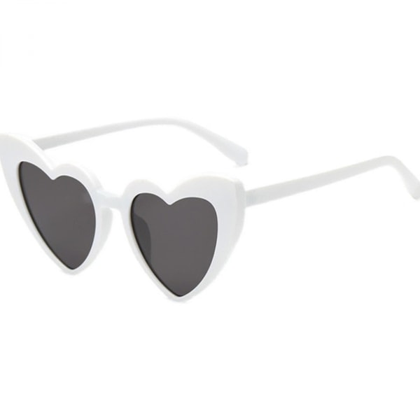 Hvite hjerteformede solbriller for kvinner, trendy søte hjertebriller