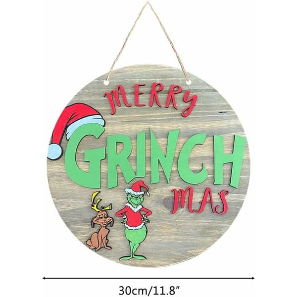 12 tommer Grinch julepynt, julevelkomstdørskilt,