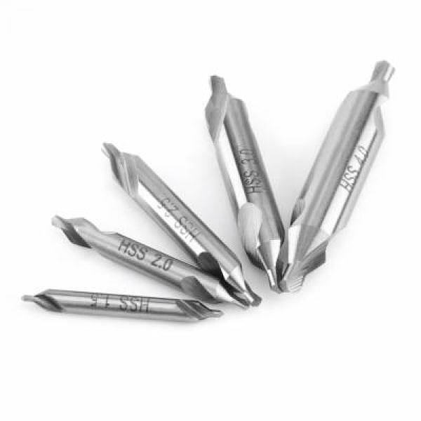 5 st HSS centrumborrset, 60 graders vinkel 1,5/2/2,5/3/4 mm