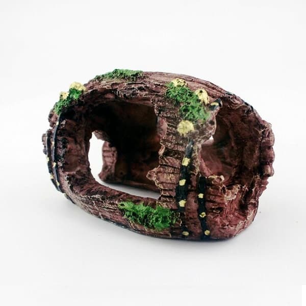 2 stk. Resin Cave Rock Dekorasjon Broken Barrel Resin Aquarium Cave
